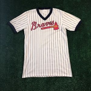 VTG 80s Atlanta Braves Throwback pin stripes shirt